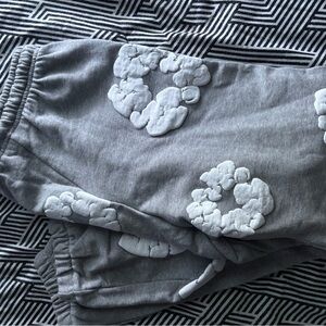 Gray Shorts with White Cloud Design